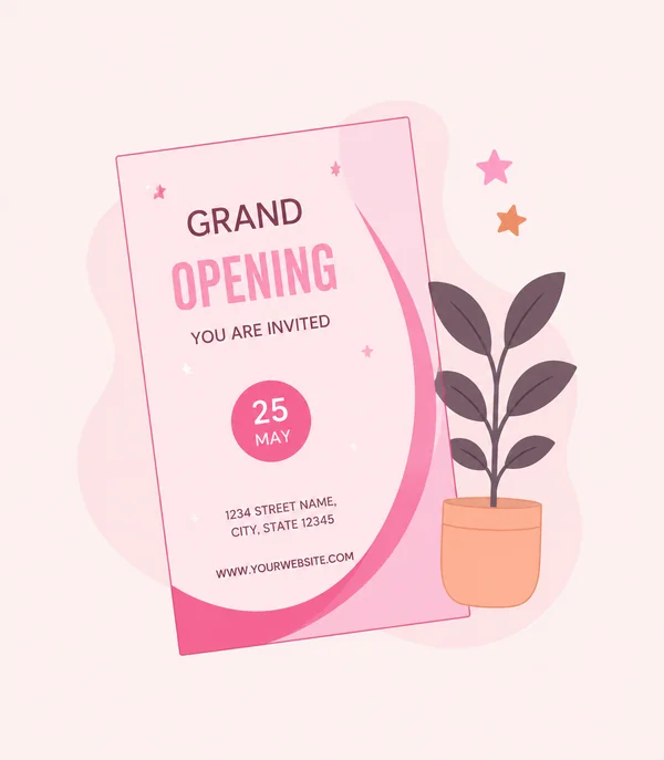 Craftpik pink grand-opening flyer template