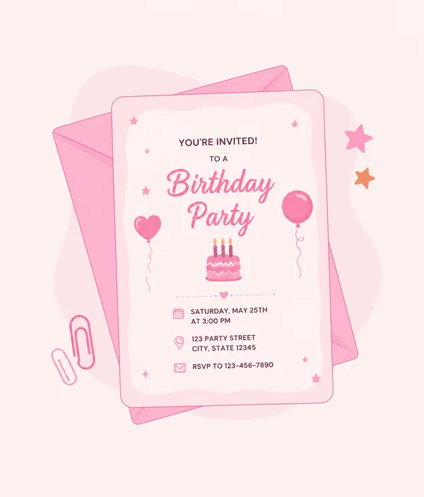 Craftpik pink birthday invitation template